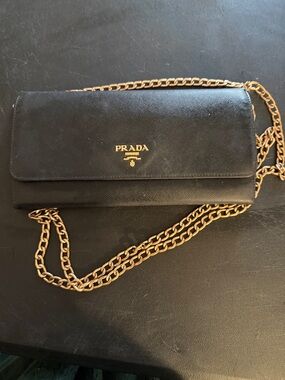 Prada Black Saffiano Leather Chain Crossbody